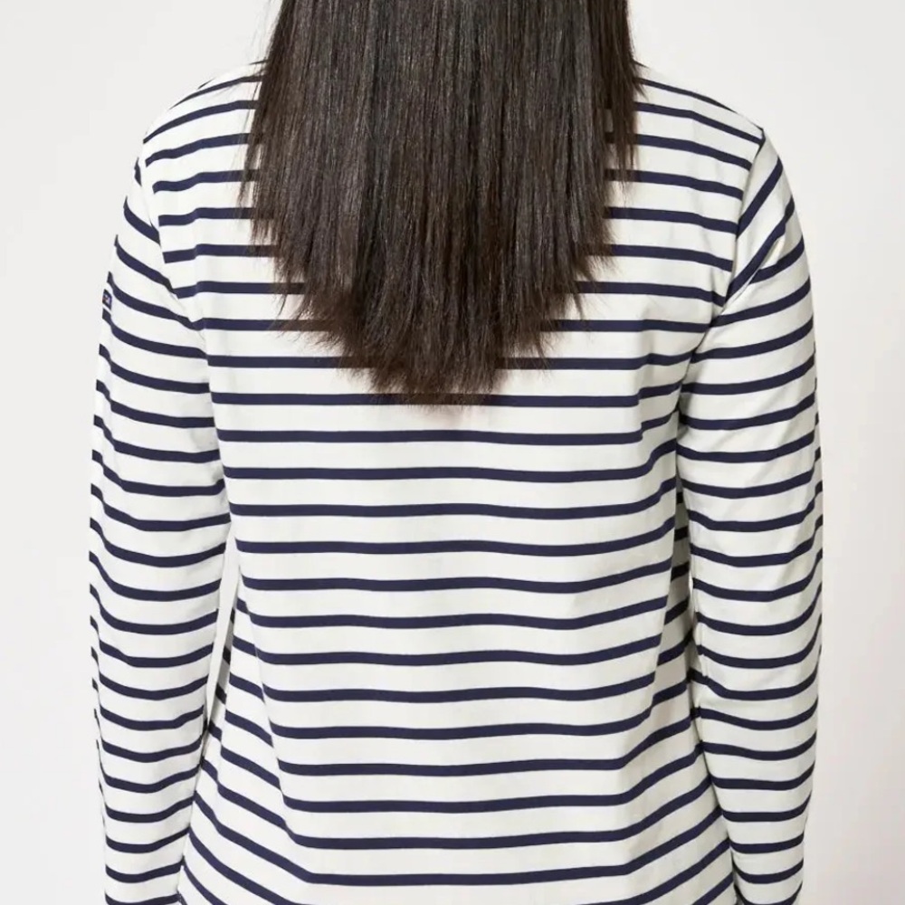 Batela Spain Women’s Navy & White Nautical Striped Long Sleeve Tee Shirt 42 M 10 - Picture 3 of 15